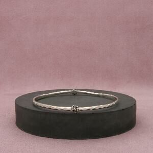 michael dawkins sterling silver hammered beaded stack bangle bracelet size 7.5in
